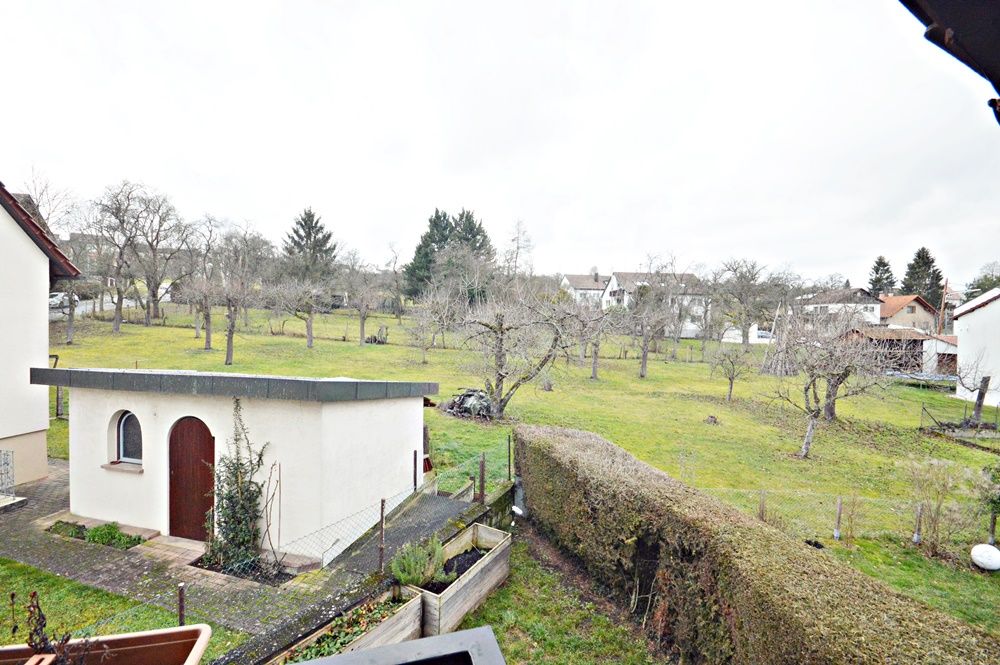 Ausblick auf Streuobstwiesen im Westen